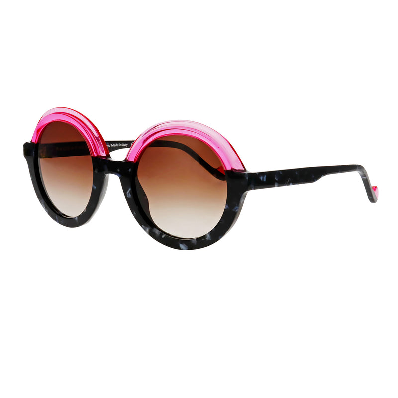 Face A Face - Novva 2 - 2180 - Pink / Black / Brown-Gradient Tinted Lenses - Round - Plastic - Sunglasses