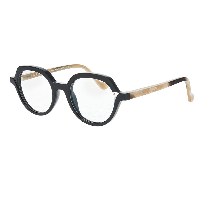 Face A Face - Orborn 1 - 100 - Black / Bone - Round - Modified Round - Plastic - Acetate - Eyeglasses