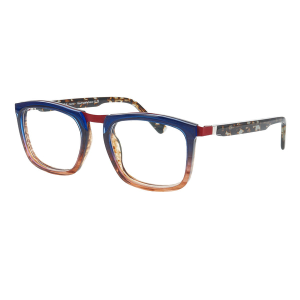 Face A Face - Otomo 2 - 0028 - Blue / Brown / Brick - Rectangle - Acetate - Plastic - Eyeglasses