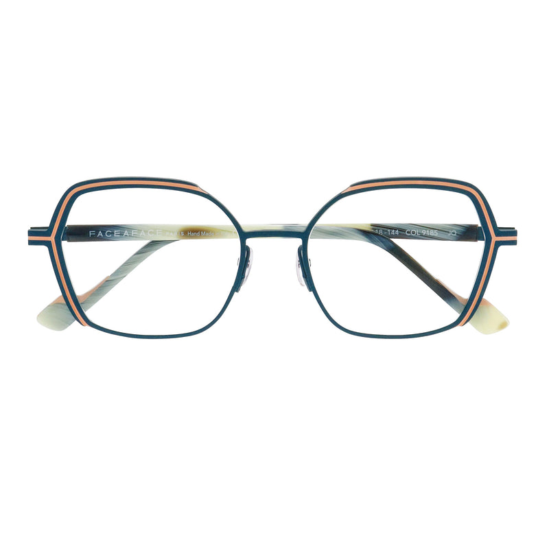 Face A Face - Reeds 3 - 9185 - Green / Beige - Metal - Rectangle - Eyeglasses