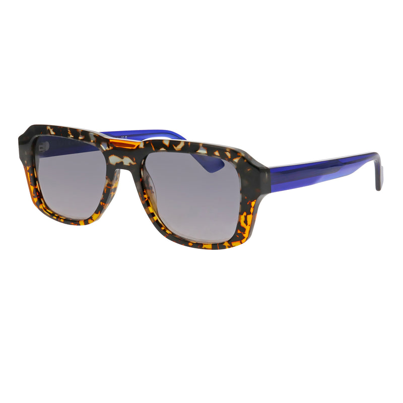 Face A Face - Shiro 2 - 6204 - Orange Havana / Blue / Grey-Tinted Lenses - Plastic - Rectangle - Sunglasses