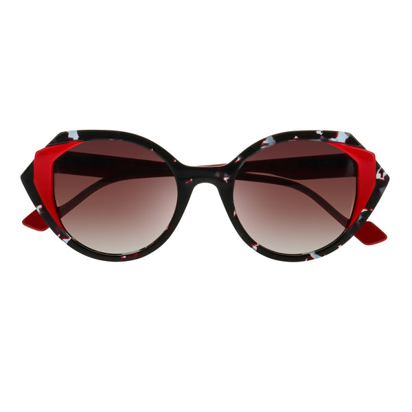 Face A Face - Stella 2 - 0078 - Tort / Red / Gradient-Brown Tinted Lenses - Round - Sunglasses