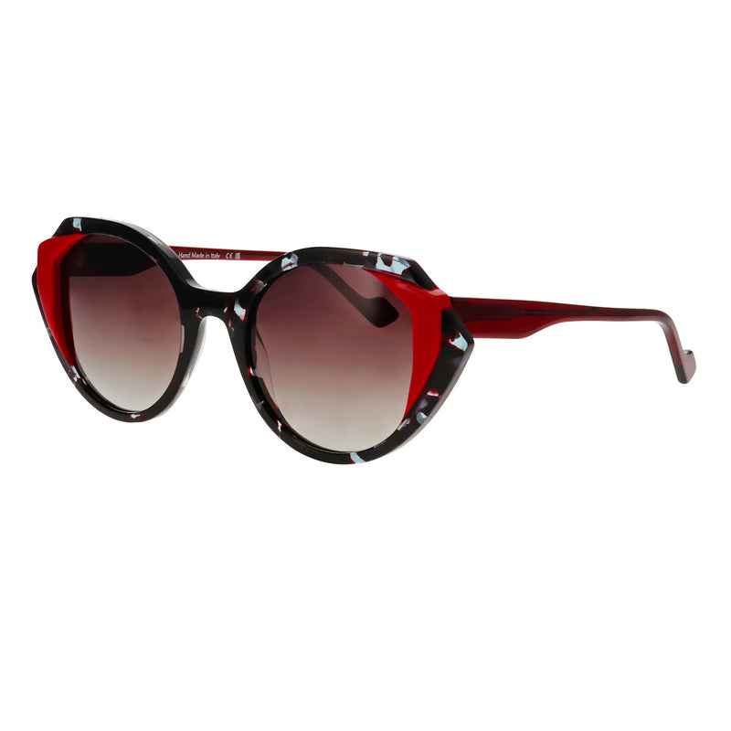 Face A Face - Stella 2 - 0078 - Tort / Red / Gradient-Brown Tinted Lenses - Round - Sunglasses