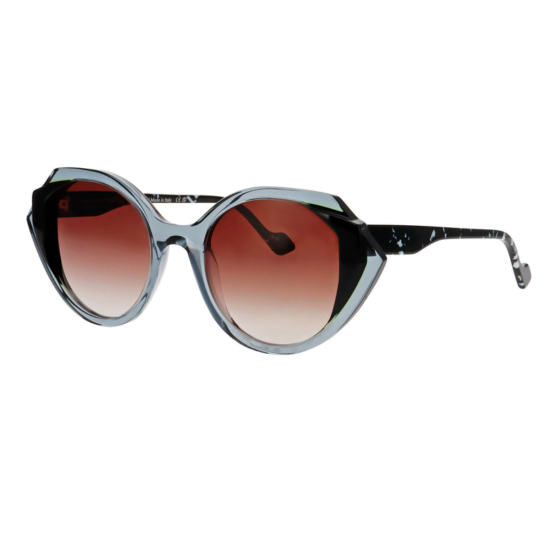 Face A Face - Stella 2 - 4044 - Grey / Black / Gradient-Brown Tinted Lenses - Round - Sunglasses