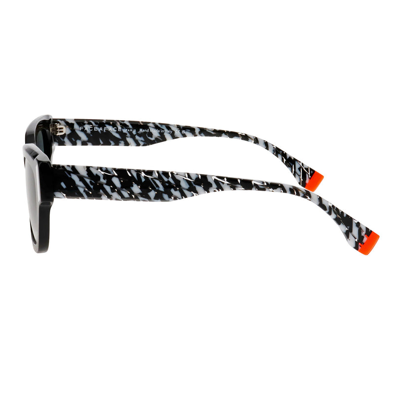 Face A Face - Verso 1 - 100 - Black / Zebra / Orange / Gradient-Grey Lenses - Rectangle - Plastic - Acetate - Sunglasses