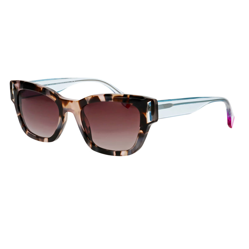 Face A Face - Verso 1 - 6092 - Tort / Blue / Pink / Gradient-Brown Lenses - Rectangle - Plastic - Acetate - Sunglasses