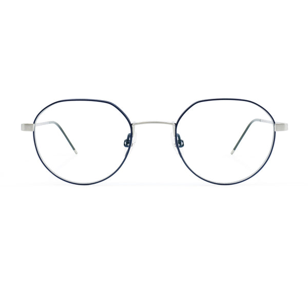 Gotti - Alex - SLB-NB - Navy / Brushed Silver - Round - Titanium - Eyeglasses - Lightweight