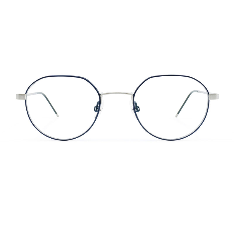 Gotti - Alex - SLB-NB - Navy / Brushed Silver - Round - Titanium - Eyeglasses - Lightweight