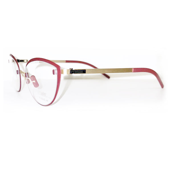 Gotti - BL06_49 - Bold Rim - Gold / Ruby - Cateye - Rimless - Groove-Rim - Eyeglasses