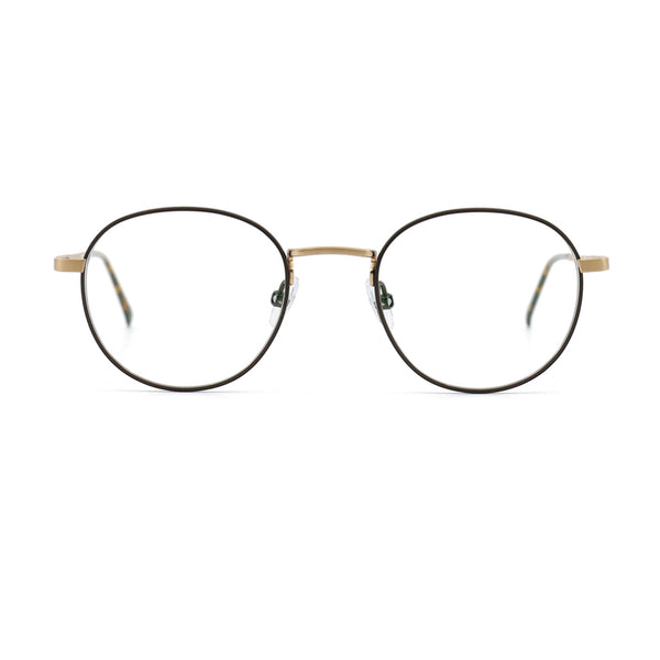 Gotti - Donn - GB-BR - Brushed Gold / Brown - Round - Titanium - Metal - Eyeglasses