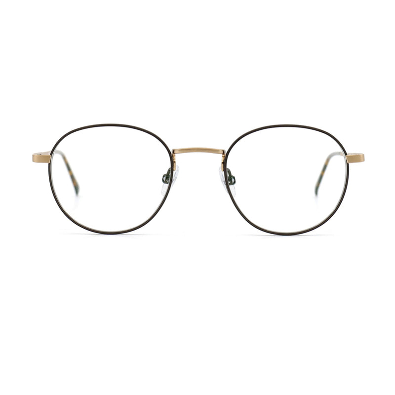 Gotti - Donn - GB-BR - Brushed Gold / Brown - Round - Titanium - Metal - Eyeglasses