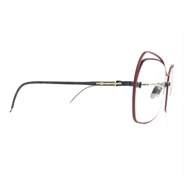 Gotti - Perspective - SF04_53 Space Loop - Black / Gold / Ruby - Lite Temple - 3D Printed - Rimless - Eyeglasses
