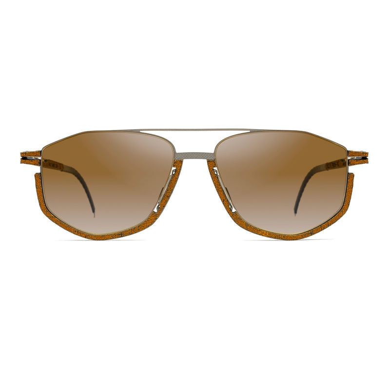 Hapter - HL03/B - RB006 - Brown / Brushed Silver / Flash Gold-Mirrored Brown Gradient Lenses - Metal - Aviator - Navigator - Sunglasses