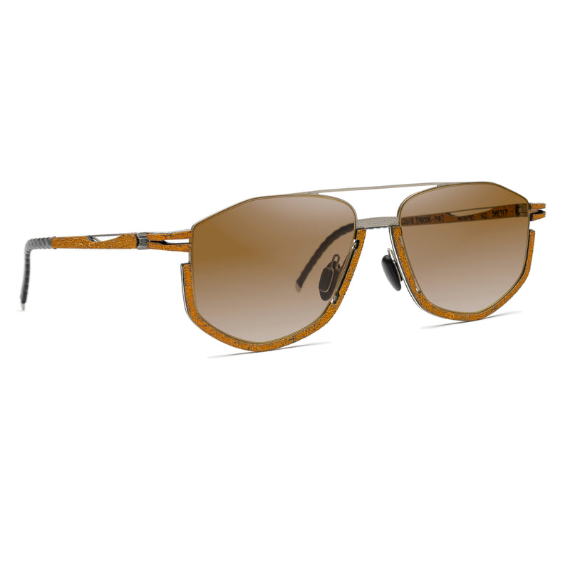 Hapter - HL03/B - RB006 - Brown / Brushed Silver / Flash Gold-Mirrored Brown Gradient Lenses - Metal - Aviator - Navigator - Sunglasses