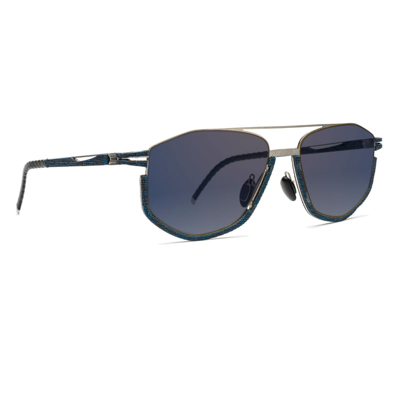 Hapter - HL03/B - RB024 - Blue / Brushed Silver / Flash Blue-Mirrored Brown Gradient Lenses - Metal - Aviator - Navigator - Sunglasses