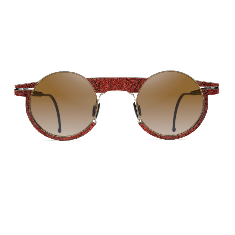 Hapter - IL01/B - RB032 - Persian Red / Flash Gold-Mirrored Gradient Brown Lenses - Round - Metal - Rubber - Sunglasses