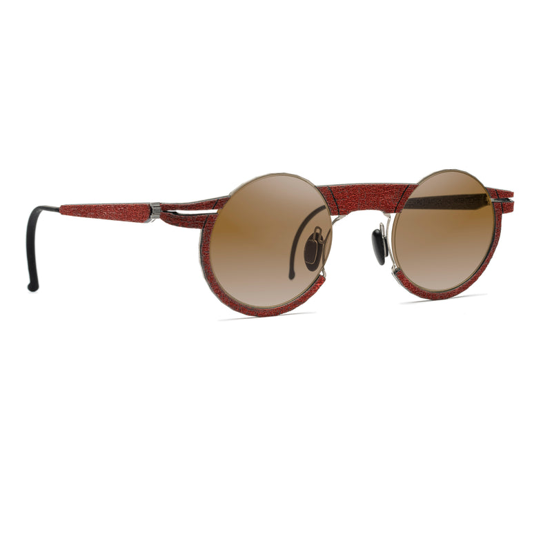 Hapter - IL01/B - RB032 - Persian Red / Flash Gold-Mirrored Gradient Brown Lenses - Round - Metal - Rubber - Sunglasses