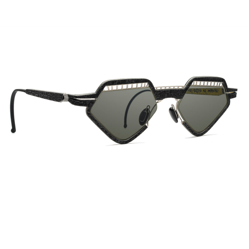 Hapter - IL03-N - RB030-P0 - Coal Black / Lichen Green - Pentagonal - Sunglasses - Metal - Rubber - Small