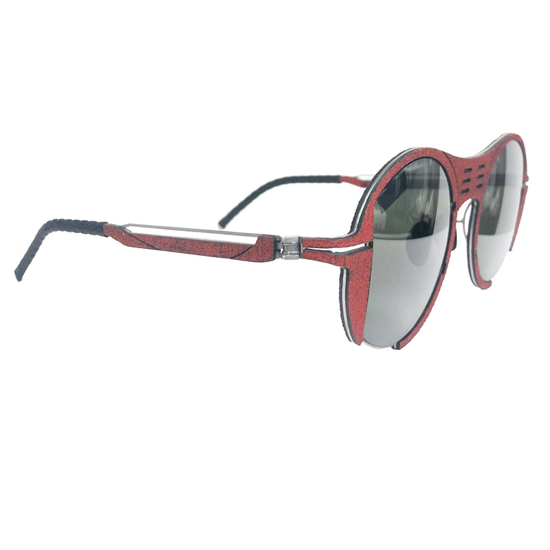 Hapter - ML04 - RB026-P0 - Persian Red / Brushed Silver - Round - Metal - Rubber - Sunglasses