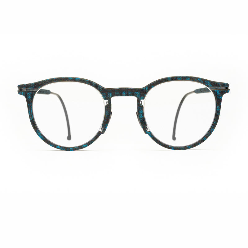 Hapter - PL07 - RB024 - Sky Blue on Coal Black / Brushed Silver - Round - P3 - Metal - Rubber - Eyeglasses