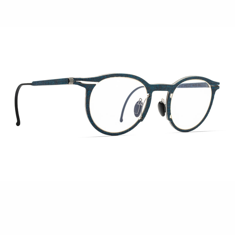 Hapter - PL07 - RB024 - Sky Blue on Coal Black / Brushed Silver - Round - P3 - Metal - Rubber - Eyeglasses