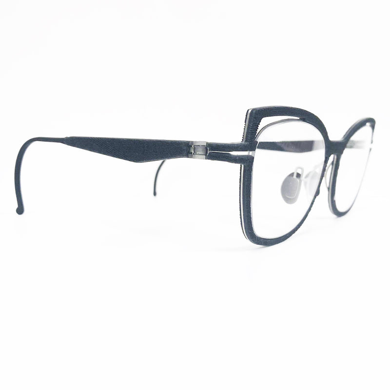 Hapter - PL09 - RB001-P0 - Coal Black / Brushed Silver - Cateye - Metal - Rubber - Eyeglasses