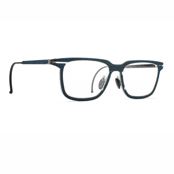 Hapter - PL11 - RB037 - Sky Blue on Coal Black - Rectangle - Metal - Rubber - Eyeglasses