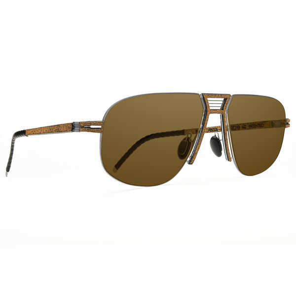 Hapter - WL03 - RB009 - Leaf Orange / Brushed Silver - Rectangle - Navigator - Metal - Rubber - Sunglasses