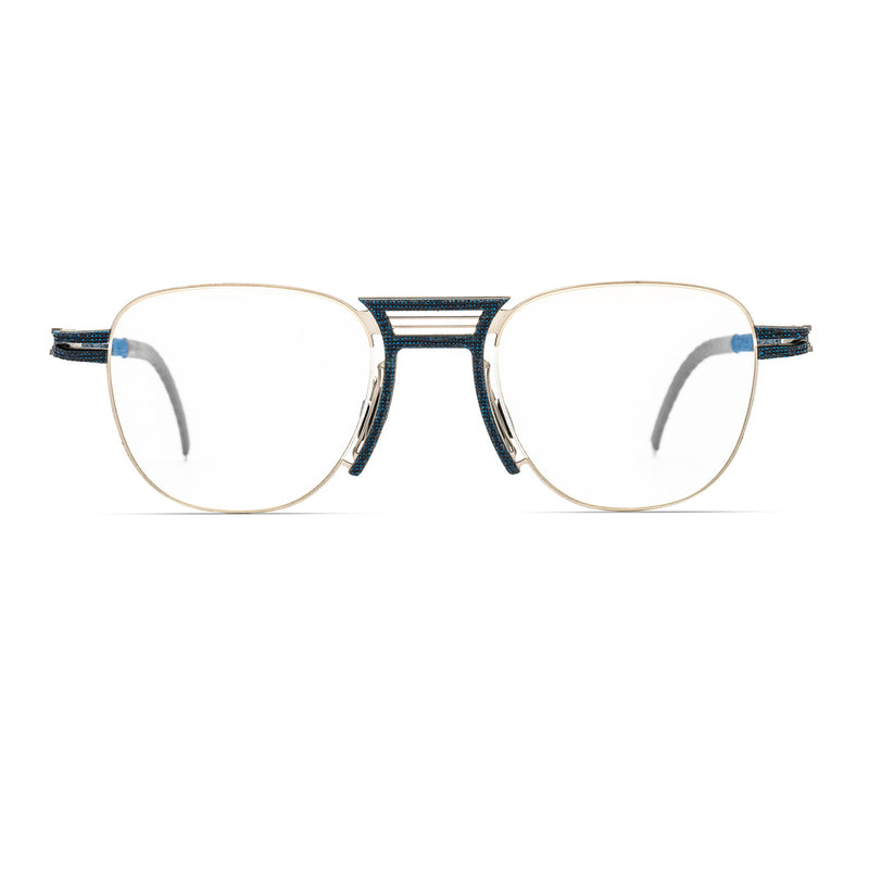 Hapter - WL05 - RB024 - Sky Blue on Coal Black - Rounded Rectangle - Metal - Rubber - Eyeglasses