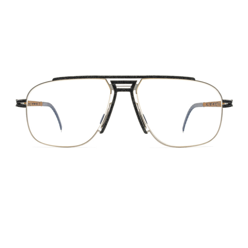 Hapter - WL10 - RB017 - Coal Black / Leaf Orange / Brushed Silver - Rectangle - Navigator - Metal - Rubber - Eyeglasses