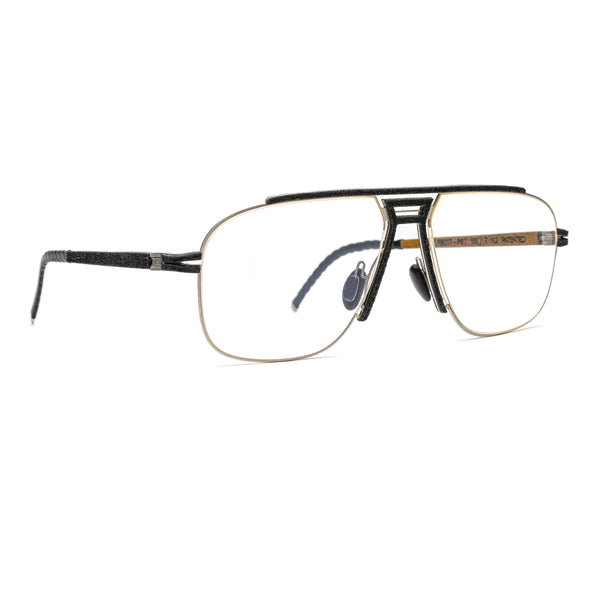 Hapter - WL10 - RB017 - Coal Black / Leaf Orange / Brushed Silver - Rectangle - Navigator - Metal - Rubber - Eyeglasses