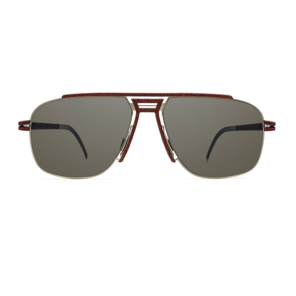 Hapter - WL10 - RB032 - Persian Red / Brushed Silver / Zeiss Smoke 4B+AR Lenses - Navigator - Aviator - Metal - Rubber - Sunglasses