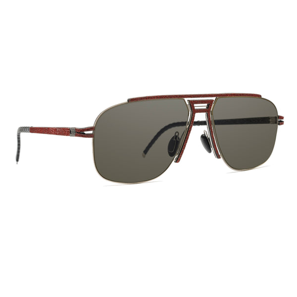 Hapter - WL10 - RB032 - Persian Red / Brushed Silver / Zeiss Smoke 4B+AR Lenses - Navigator - Aviator - Metal - Rubber - Sunglasses