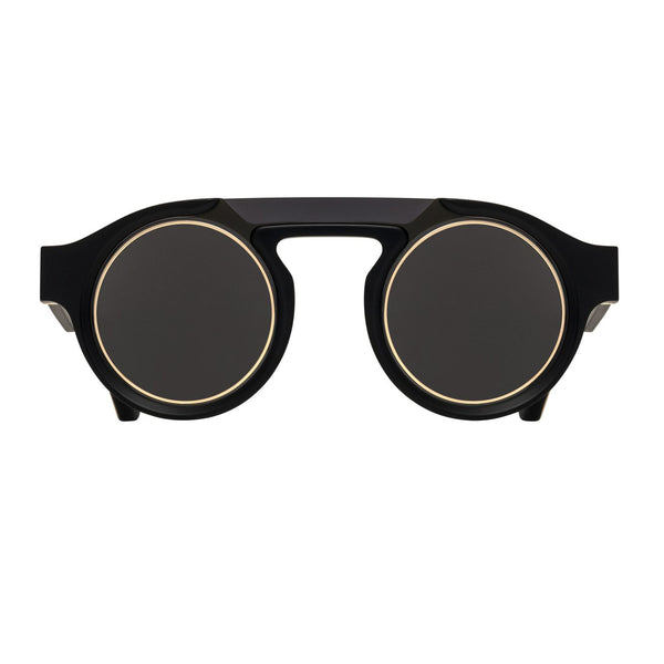Kenzo Takada - K3 - Kaguya - S19 - #S19 - Black / Gold / Grey-tinted lenses - Round - Shield - Titanium - Acetate - Plastic - Sunglasses