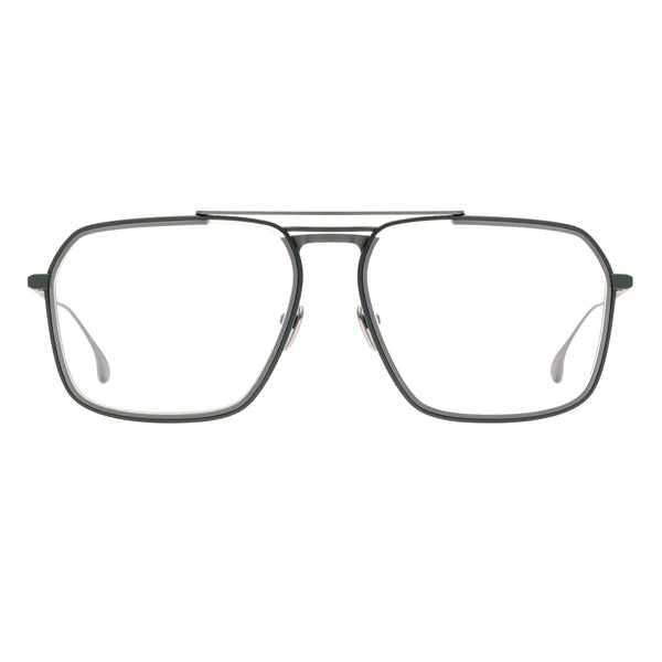 Masunaga x Kenzo Takada - K3 - Kenzo Takada - Misago - 48 - #48 - Green / Grey - Navigator - Rectangle - Metal - Titanium - Eyeglasses