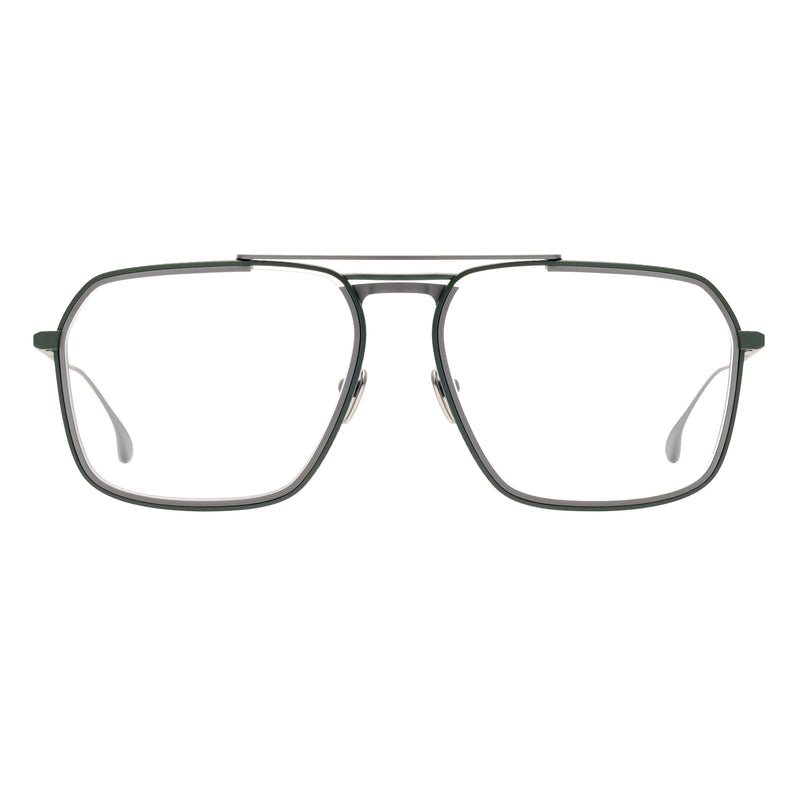 Masunaga x Kenzo Takada - K3 - Kenzo Takada - Misago - 48 - #48 - Green / Grey - Navigator - Rectangle - Metal - Titanium - Eyeglasses