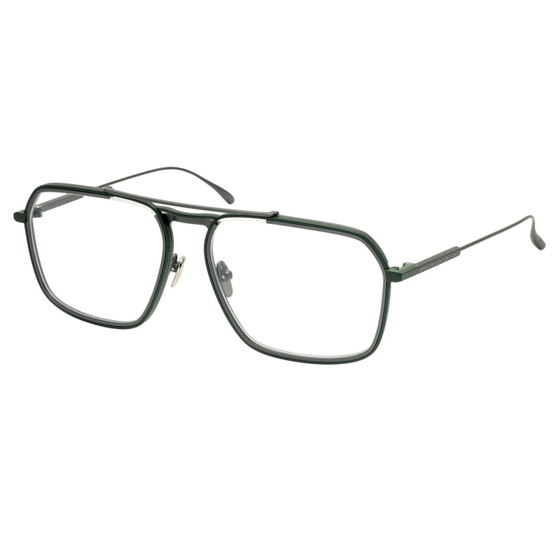 Masunaga x Kenzo Takada - K3 - Kenzo Takada - Misago - 48 - #48 - Green / Grey - Navigator - Rectangle - Metal - Titanium - Eyeglasses