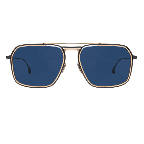 Masunaga - K3 - Kenzo Takada - Misago - S19 - Gunmetal / Gold / Blue Tinted Lenses - Navigator - Titanium - Metal - Rectangle - Sunglasses