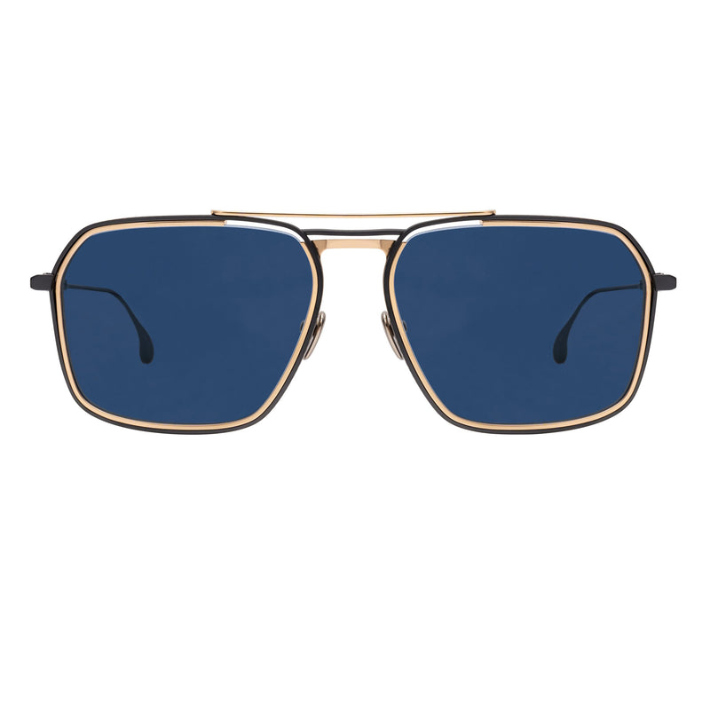 Masunaga - K3 - Kenzo Takada - Misago - S19 - Gunmetal / Gold / Blue Tinted Lenses - Navigator - Titanium - Metal - Rectangle - Sunglasses