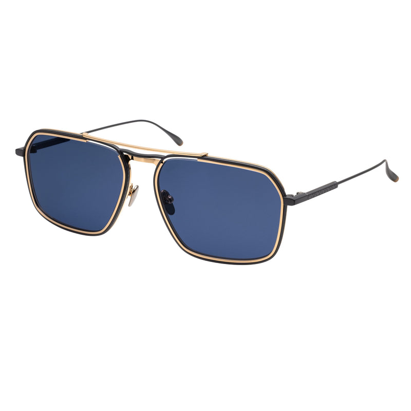 Masunaga - K3 - Kenzo Takada - Misago - S19 - Gunmetal / Gold / Blue Tinted Lenses - Navigator - Titanium - Metal - Rectangle - Sunglasses