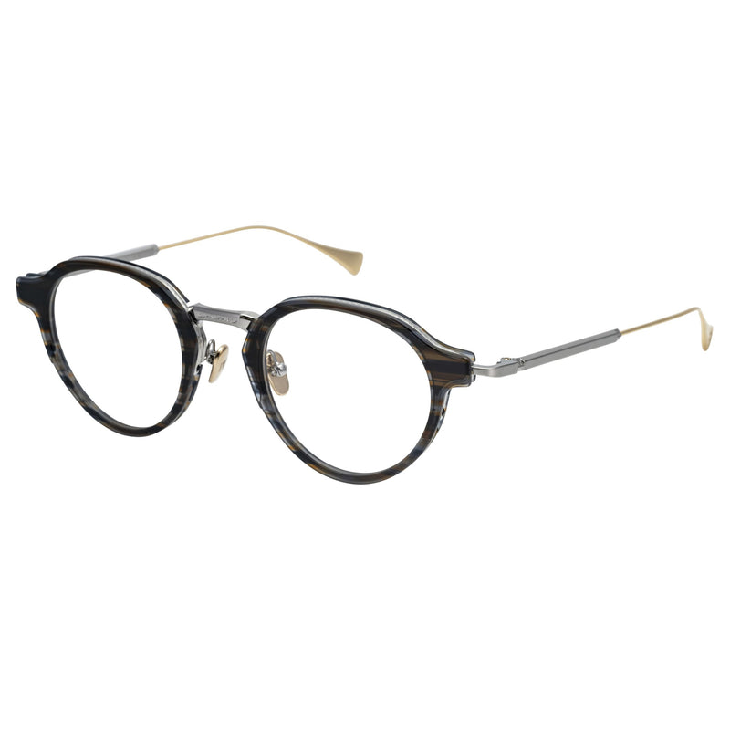 K3 - Kenzo Takada - Masunaga - Serpens - 23 - Brown / Matte Silver - Round - Rounded - Titanium - Metal - Acetate Rim - Eyeglasses