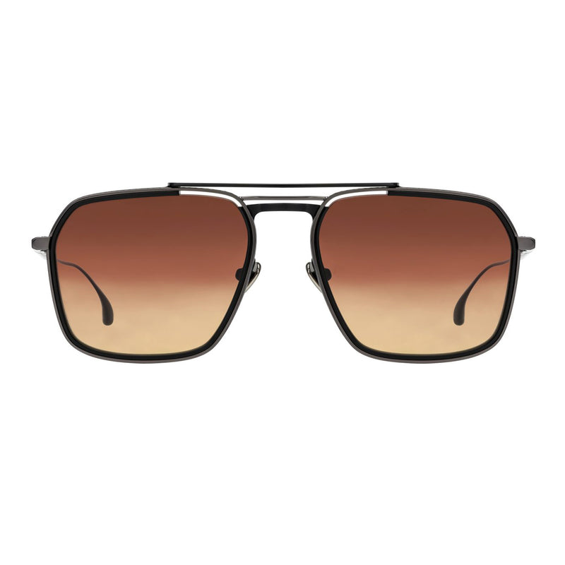 Kenzo Takada - K3 - Taka - S49 - Black / Gunmetal / Brown-to-Yellow Gradient Tinted Lenses - Navigator - Sunglasses - Titanium - Metal