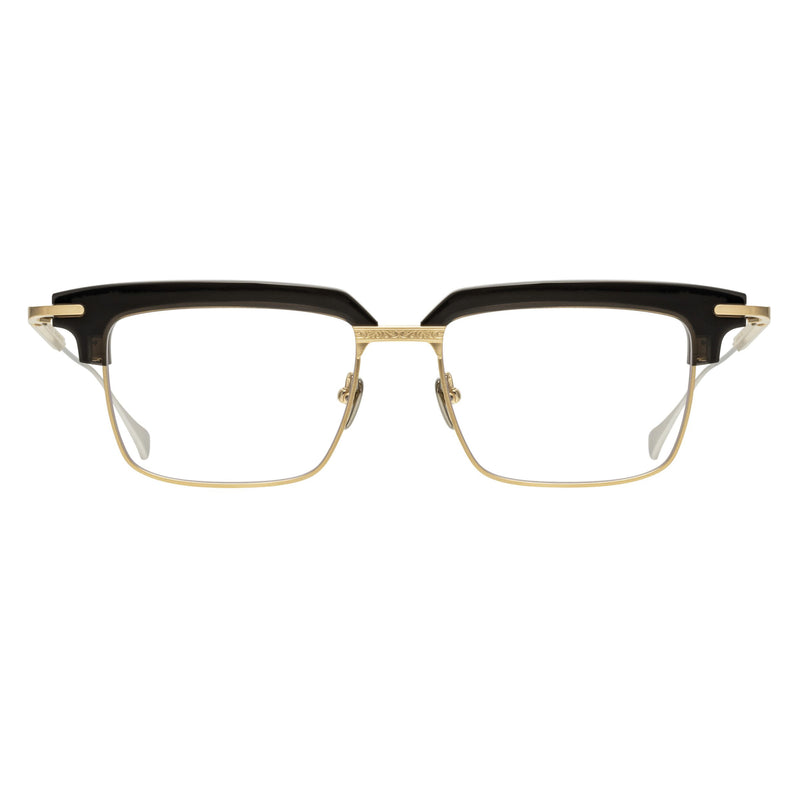 Masunaga - Kenzo Takada - K3 - Vesta - 19 - Black / Gold - Rectangle - Brow-line - Browline - Titanium - Metal - Acetate - Eyeglasses