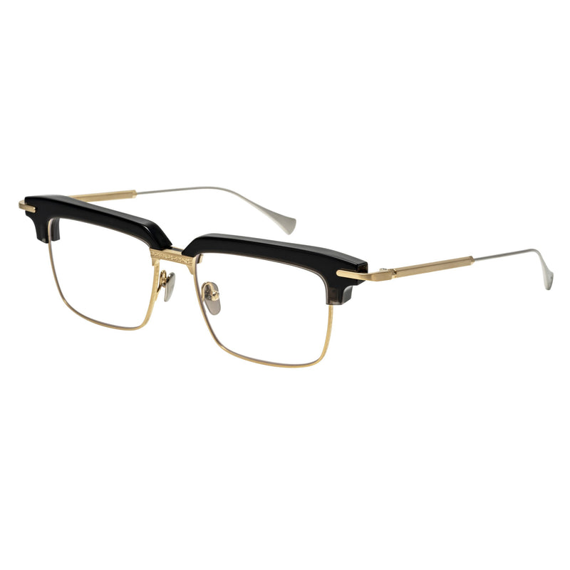 Masunaga - Kenzo Takada - K3 - Vesta - 19 - Black / Gold - Rectangle - Brow-line - Browline - Titanium - Metal - Acetate - Eyeglasses