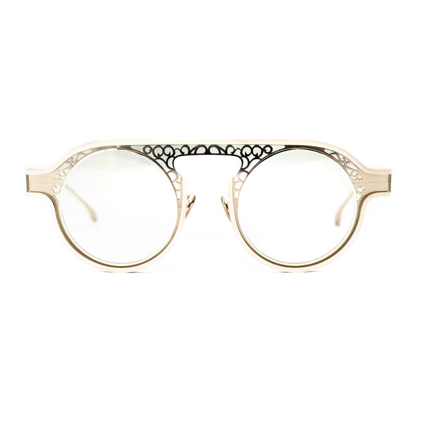 Masunaga - Kenzo Takada - Genji - 24 - Brushed Gold - Gold-Mirror Light Grey Tinted Lenses - Round - Titanium - Sunglasses