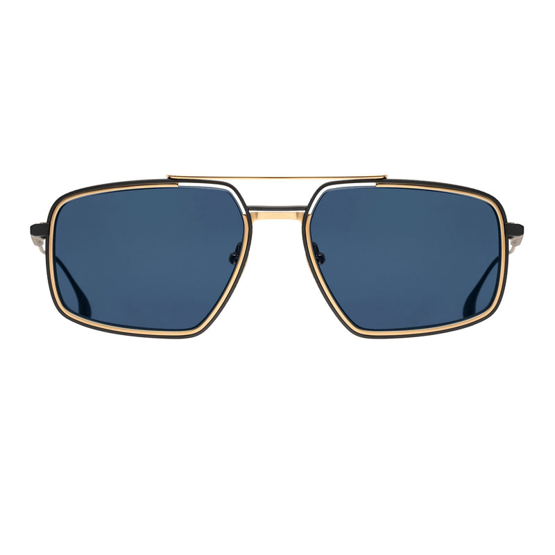 Kenzo Takada - K3 - Masunaga - Tobi - #19 - Gold / Gunmetal / Blue-Tinted Lenses - Titanium - Navigator - Rectangle - Metal - Sunglasses