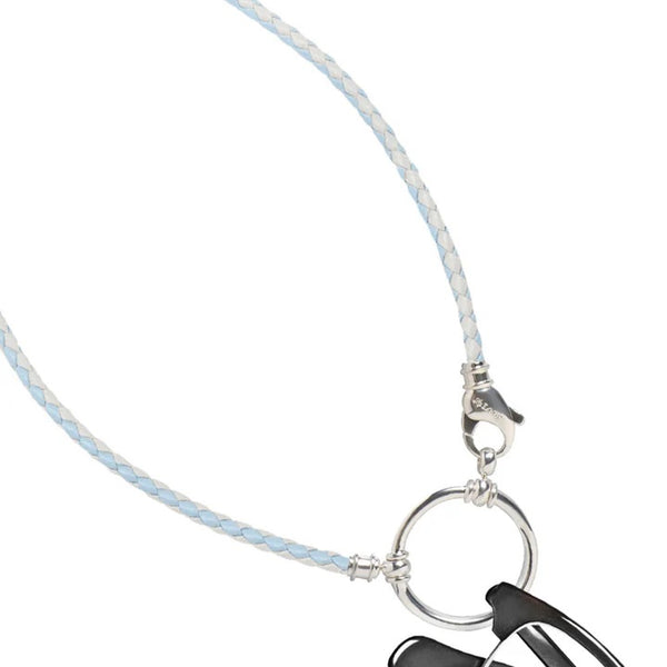 LaLoop - 070-BJN The Simon 21 - Blue-Jean Duo Braided Italian Leather w/Silver Plated Clasp - Eyewear Necklace