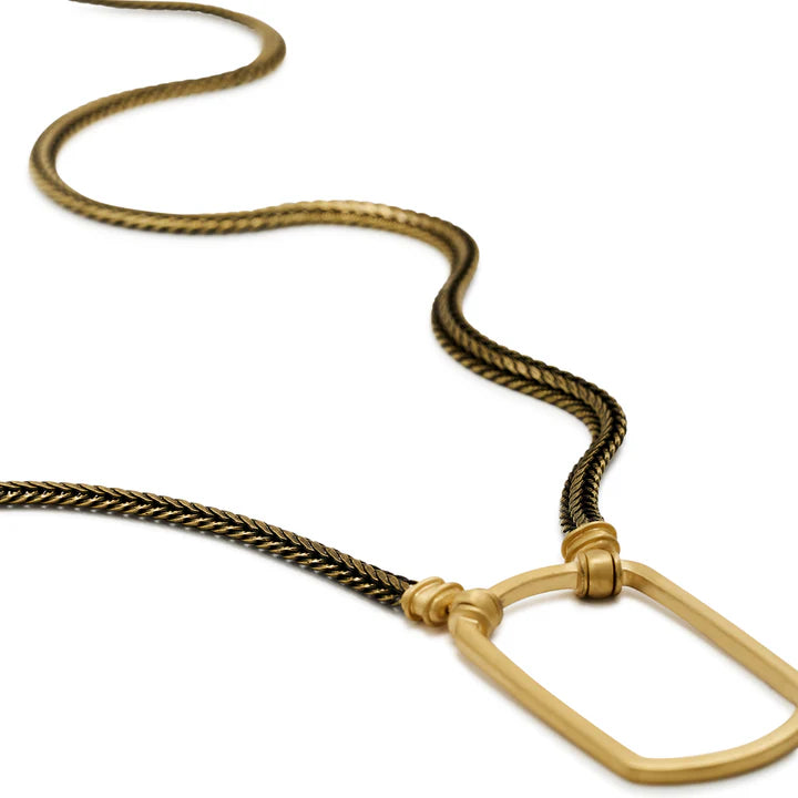 Laloop - 673-HRB - The Langston - Herringbone Chain / Satin Gold Dog Tag - Eyewear Necklace - Eyewear Chain - Eyewear holder