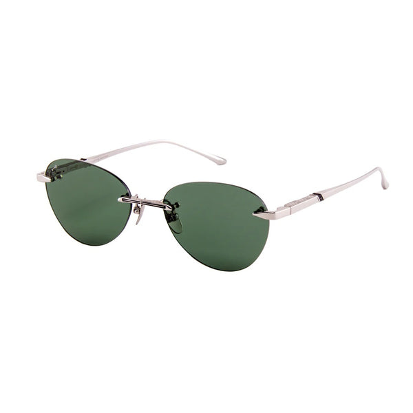 Leisure Society - Adelaide - 12k Silver - G15 Polarized Lenses - Rounded Aviator - Rimless Pilot Sunglasses - Sunglasses