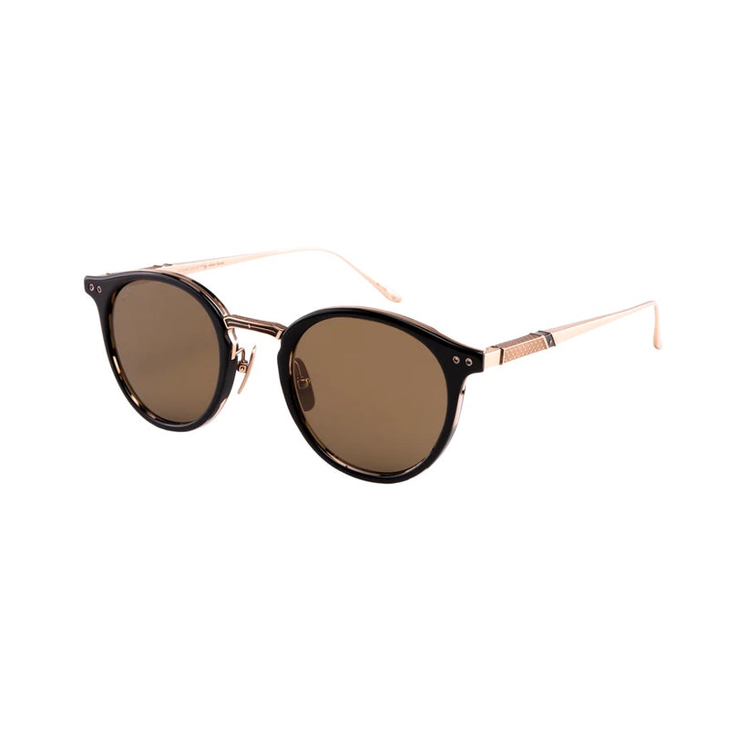 Leisure Society - Anacapa - Black Tort / 18K Rose Gold - Polarized Brown Tinted Lenses - Titanium - Plastic - Round Sunglasses - Polarized Sunglasses - Polarized - Sunglasses - Luxury Eyewear